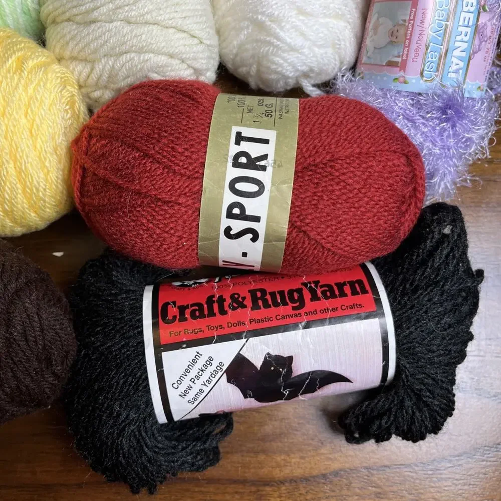 2+ lb Lot of Miscellaneous Yarn for Needle Craft Various Weights Colors Skeins